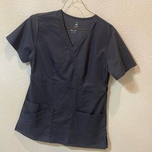 Charcoal gray scrub top. Size small.